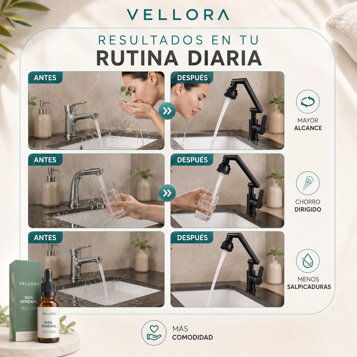 ¡Lleva el agua justo donde la necesitas con la Llave Giratoria 180°! 🚿+ENVIO GRATIS🏠🚚