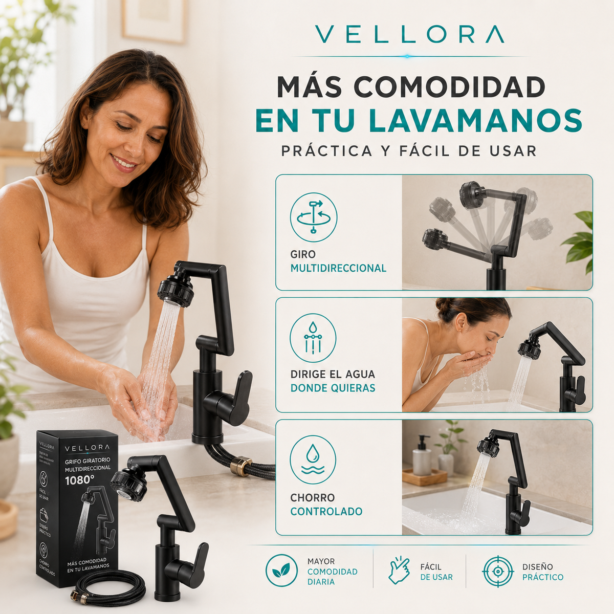 ¡Lleva el agua justo donde la necesitas con la Llave Giratoria 180°! 🚿+ENVIO GRATIS🏠🚚