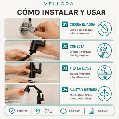 ¡Lleva el agua justo donde la necesitas con la Llave Giratoria 180°! 🚿+ENVIO GRATIS🏠🚚