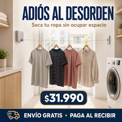 ✨ Tendedero de Ropa Retráctil de Pared | Más Espacio y Orden en tu Hogar