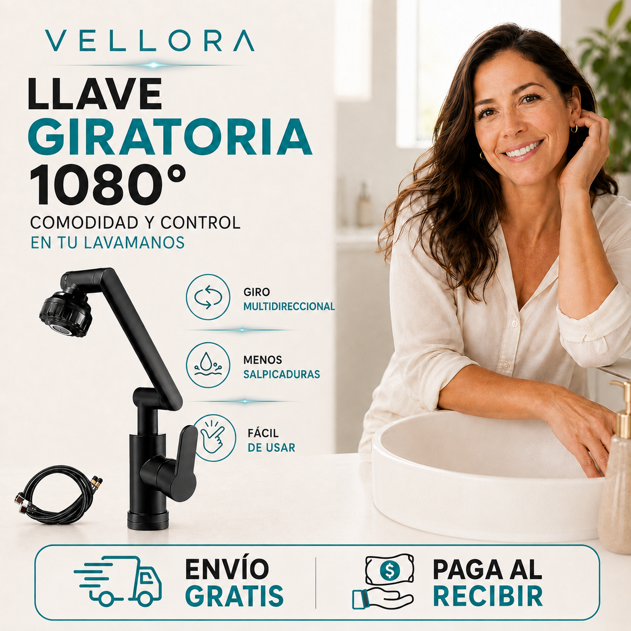¡Lleva el agua justo donde la necesitas con la Llave Giratoria 180°! 🚿+ENVIO GRATIS🏠🚚